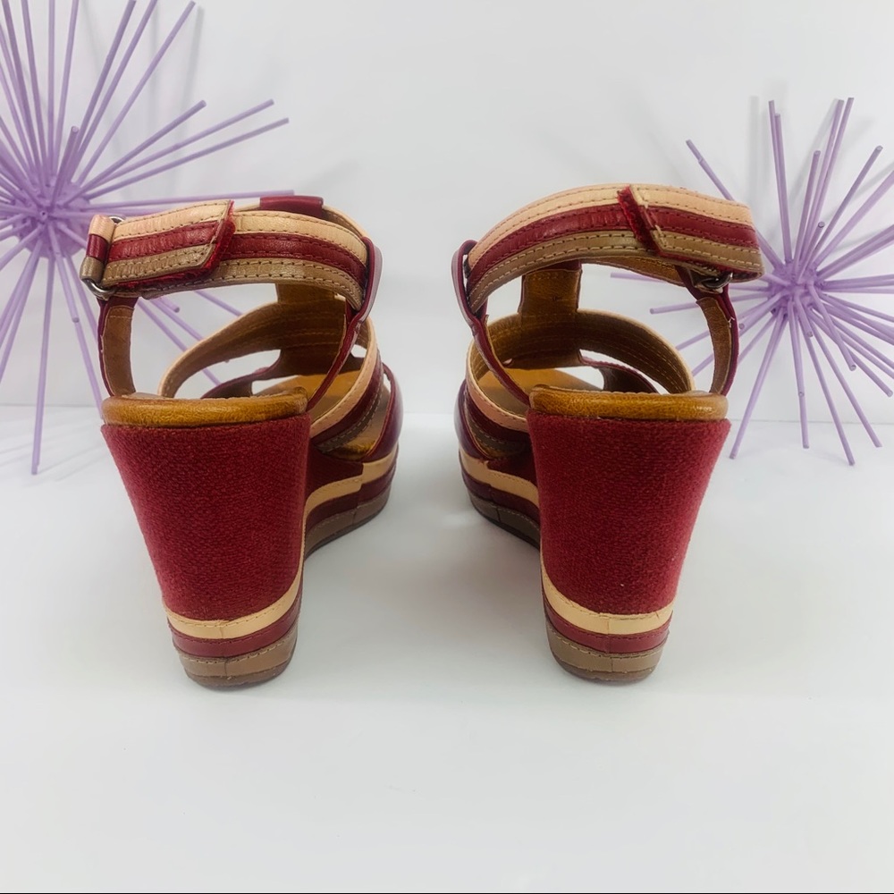 Naya Elise / Cream Taupe Red Ankle Strap Wedges - Picture 5 of 8